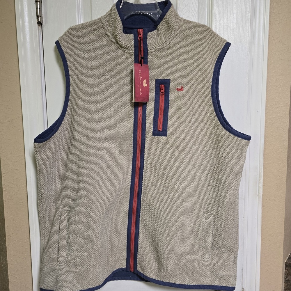 Southern Marsh Fleece Vest Mens XL Oatmeal Highland Alpaca Full Zip